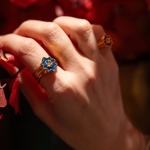 Anello Chevalier Fiore di Fico d’India Blu Oltremare grande - Limited Edition